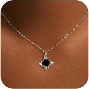 Black Onyx Necklace Women Sterling Silver Gold Plated Adjustable Dainty Jewelry